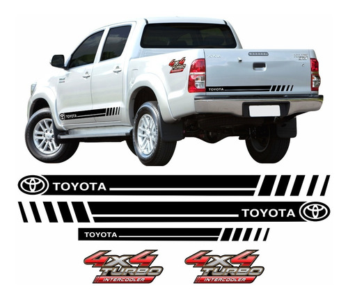 Kit Adesivos Toyota Hilux Faixa Lateral Traseira 4x4 Imp44