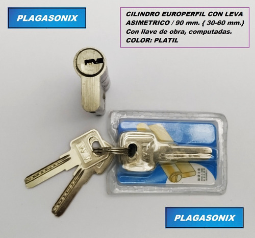 Cilindro Europerfil 90mm. Asimetrico 60/30 Leva Llave Obra
