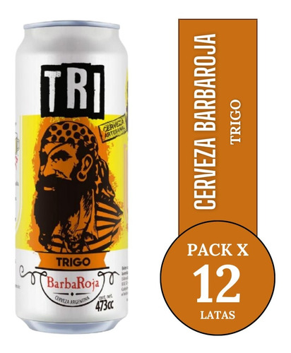 Cerveza Artesanal Barba Roja Trigo Pack X 12 Latas 473ml.