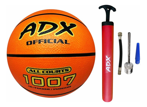 Balon Basquet 1007 #7 + Bomba Adx Peso/medida Reglamentaria