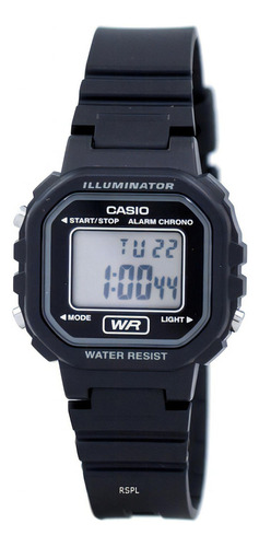 Relogio Casio Feminino Iluminator La-20wh 1ad Preto Digital Cor Do Fundo Positivo