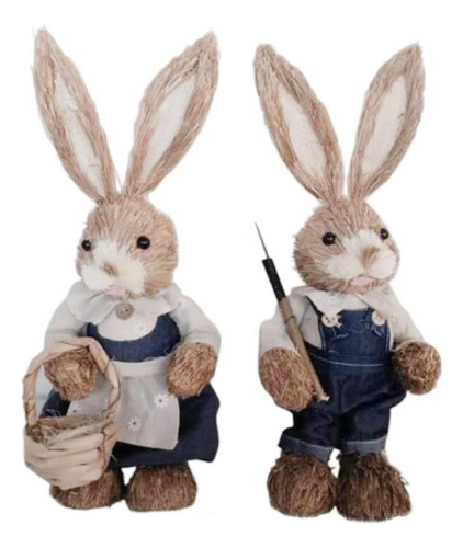 1 Par De Figuras De Conejo De Pascua Con Diseño De Conejo De