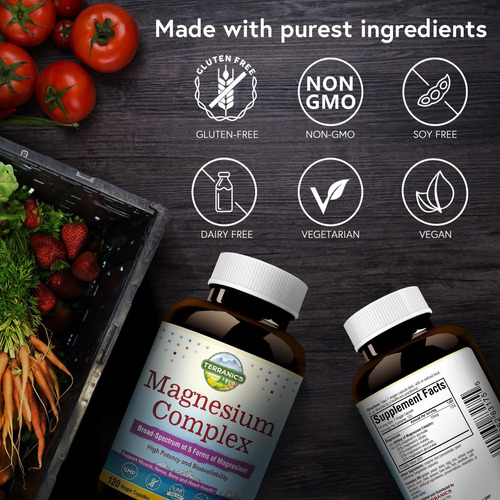 Complexo De Magnésio Terranics 500 Mg, 120 Cápsulas Vegetais