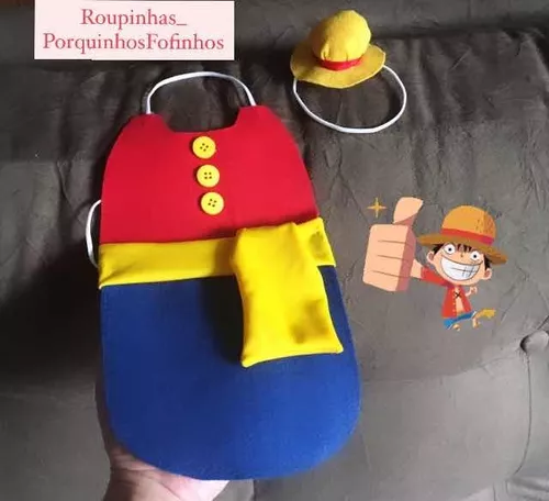 Roupa Pet Luffy One Piece Completa Com Chapéu