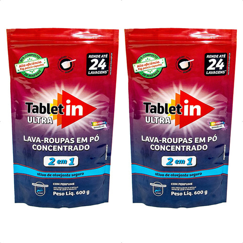 Tabletin Ultra Lava-roupas Em Pó Concentrado 600g Kit C/2 Un