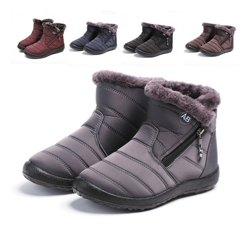 Botas Femeninas De Neve Quentes De Inverno Con Cremallera