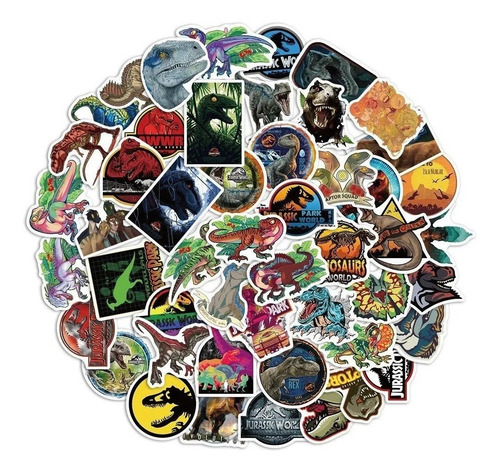 Imagen 1 de 3 de Jurassic Park - Set De 50 Stickers / Calcomanias / Pegatinas
