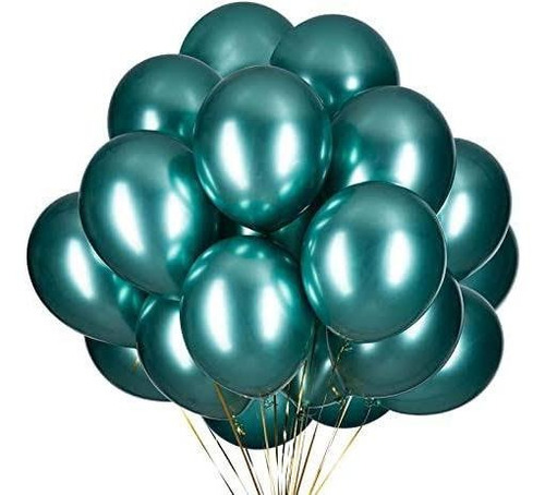 100 Globos Cromo Verde Latex 12 Pulgadas Cromados Metalicos