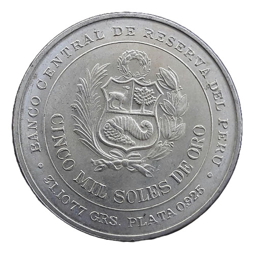 Moneda De Plata 0,925 Del Monitor Huáscar 1979, 40mm. U N C