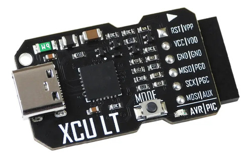 Programador PIC AVR modelo XCU LT MICROSIDE MICROCHIP con USB-C, modo convertidor Serial UART COM, puerto ICSP, incluye base ZIF con detección automática de microcontroladores y cable USB-C