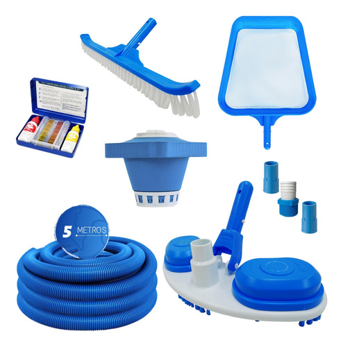 Kit Limpeza Piscina Slim + 5mts De Mang + Flutuante