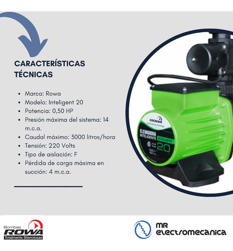 Imagen 5 de 10 de Bomba De Agua Elevadora Inteligente 20 Rowa