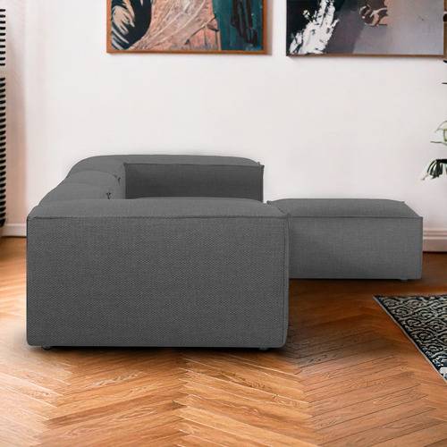 Sala Esquinera Moderna Minimalista Latt Sillón Modular Lino Gris Oscuro Lino Dalton