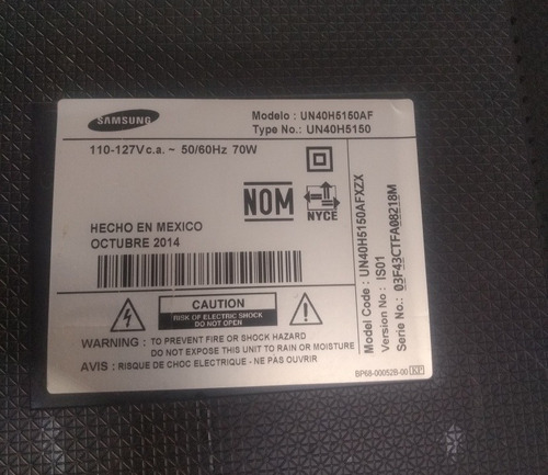 Tarjeta Main Samsung Mod. Un40h5150af (Usado)