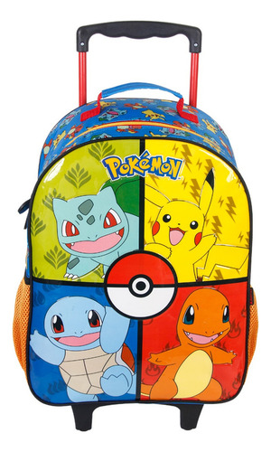 Kit Mochila Com Carrinho Lancheira E Estojo Pokemon 13620 Cor Azul-marinho