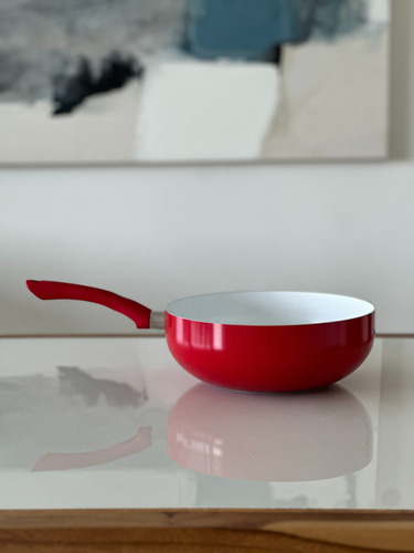 Wok Sarten 26 Cm Ceramico Antiadherente Rojo 3 L Red Rojo