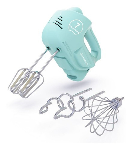 Batidora De Mano Domestica Bosstech M2 7 Velocidades 200 Watts Color Verde Incluye Batidores Amasadores Y Espumador