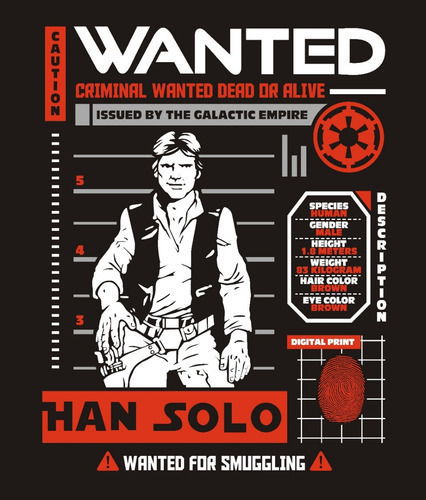 Polo Star Wars - Modelo Han Solo Wanted - Talla L