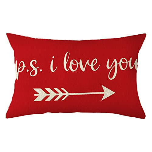 Funda De Almohada Lumbar Ps I Love You, 12 X 20 Pulgada...