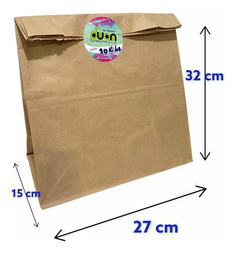 Bolsas De Papel Kraft Fondo Cuadrado 10kg 50 Unidades