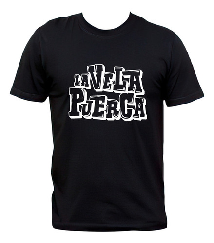 Remera Negra La Vela Puerca Logo Rock Algodón Premium