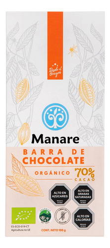 Chocolate 70% Cacao Orgánico 100g - Manare