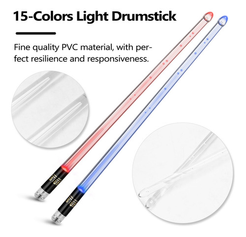 Un Par De Baquetas Luminosas De 15 Colores Light Up
