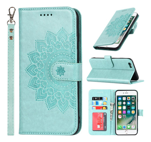 Funda Cartera Para iPhone 6 Plus iPhone 6s Plus Verde 5.5pul