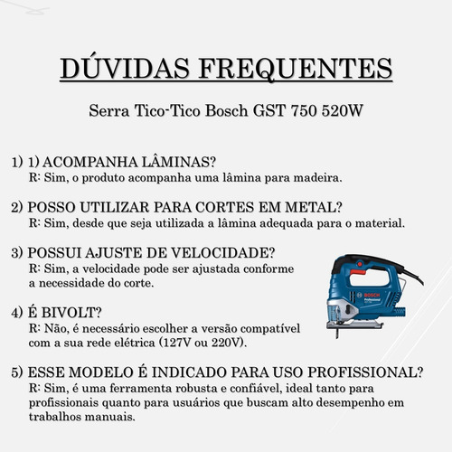 Serra Tico-tico Bosch 520w Profissional Compacta Com Lâmina