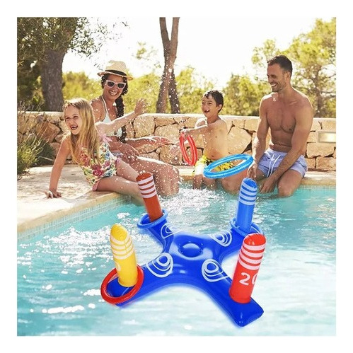Juego Inflable Lanzamiento Aros Dinámico Alberca Piscina Set