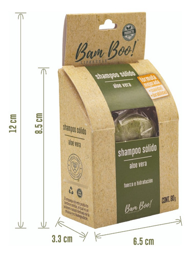 Imagen 2 de 8 de 50 Pack Shampoo Sólido Artesanal Aloe Vera 80 Gr Bam Boo!