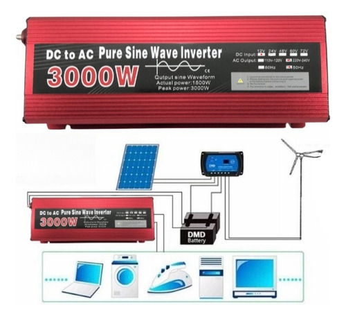 Inversor Solar 12v A 220 - 3000w Honda Pura, Fotovoltaico 