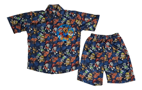 Camisa Y Short Paw Patrol Conjunto Infantil Niños Moda Niños