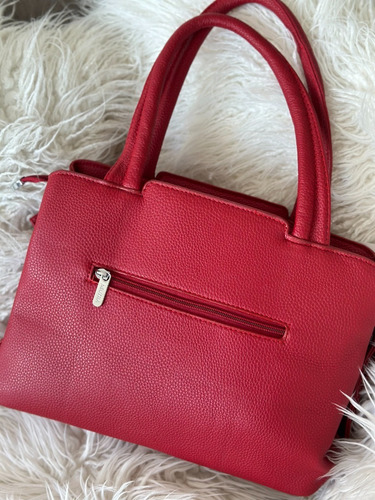Cartera Baul Importada Semi Rigida Croco Divisiones Mediana Rojo Tramado Níquel Rojo