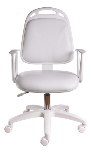 Silla De Escritorio Diva Ergonómica  Blanca Con Tapizado De Cuero Sintético