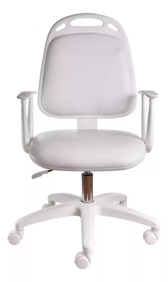 Silla de escritorio Diva ergonómica blanca con tapizado de cuero sintético