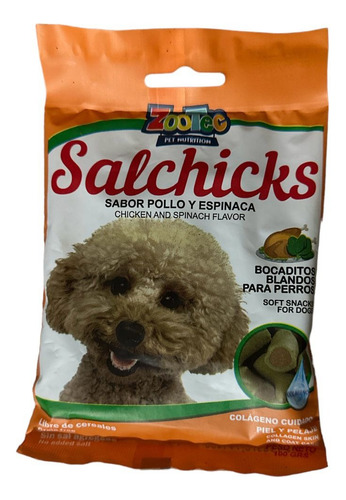 Salchicks Zootec Pollo/espinaca P/ Perros X12 Sobres X100grs