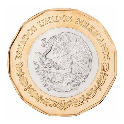Moneda De 20 Pesos Conmemorativa De Los 500 Años De Veracruz Color Dorado