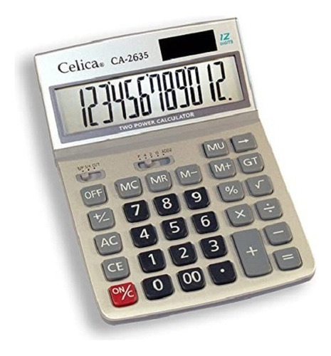 Calculadora Celica Ca-2635 Escritorio 12 Digitos Dual /vc Color Gris