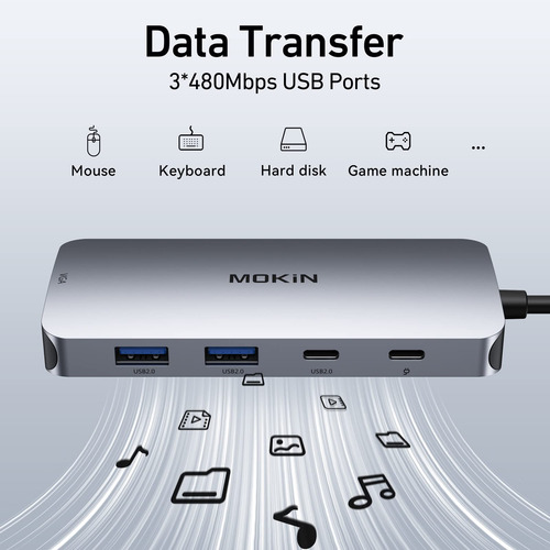 Estación De Acoplamiento Usb C Imokin Dual Displayport 8 En