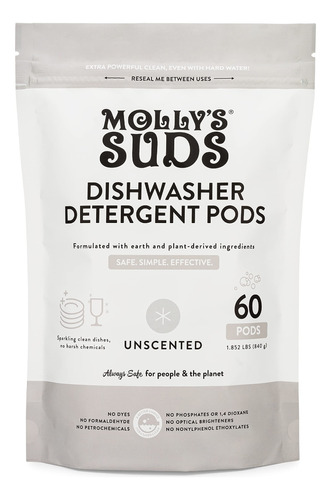 Molly's Suds Capsulas Para Lavavajillas | Detergente Natural