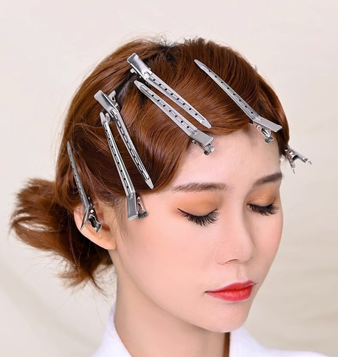 Pinza Perforada Para Cabello Tipo Pico De Garza Acero 30 Pcs