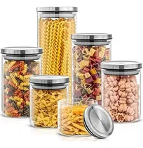 Comprar JoyJolt Tarros de vidrio de borosilicato. Juego de 6 recipientes herméticos sellables. Botes para alimentos con tapa hermética para almacenamiento y organizacion de la despensa