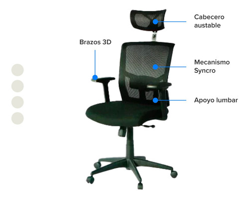 Silla De Oficina Nairobi Marca Ergonomus Con Base Nylon Color Negro