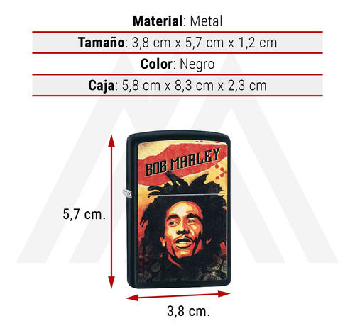 Imagen 4 de 10 de Encendedor Zippo Lighter Bob Marley