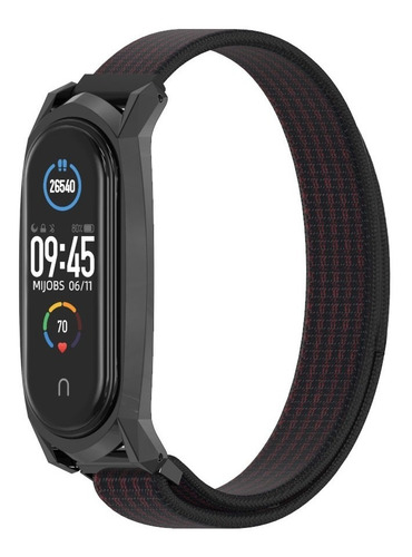 Imagen 2 de 2 de Malla Nylon Con Acero Para Mi Band 5 4 Y 3 + Film Protector