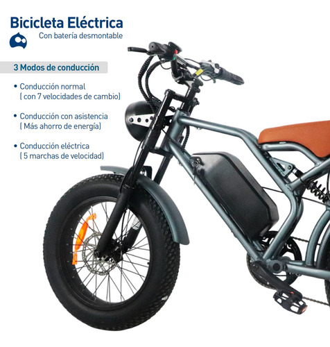 Bicicleta Eléctrica 51km/h Motor 48v/750w Pantalla Colorida Color Negro