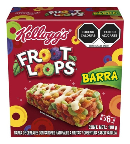 3 Pzas Barras De Cereal Kellogg's Froot Loops 5 Barras De 21