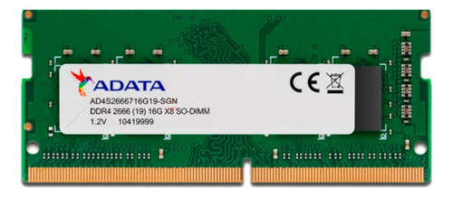 Memoria Ram Adata S-dimm 16gb 2666-ddr4 Verde (Reacondicionado)