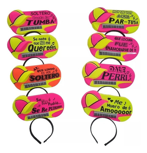 10 Vinchas Frases Cotillon Fiestas Color Surtidos